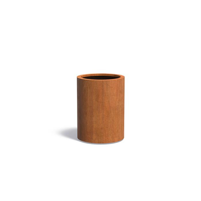 zuil plantenbak rond 60cm doorsnee en 80cm hoog van cortenstaal