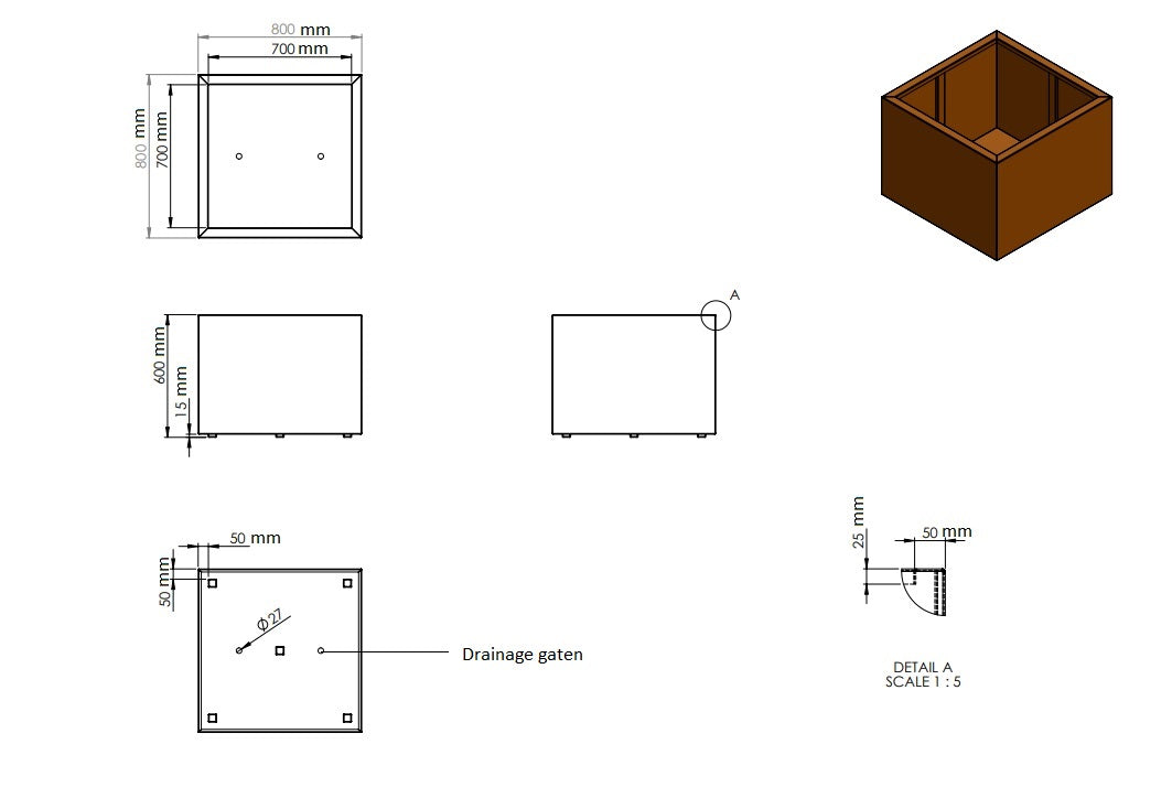 Plantenbak cortenstaal 80x80x60cm-0