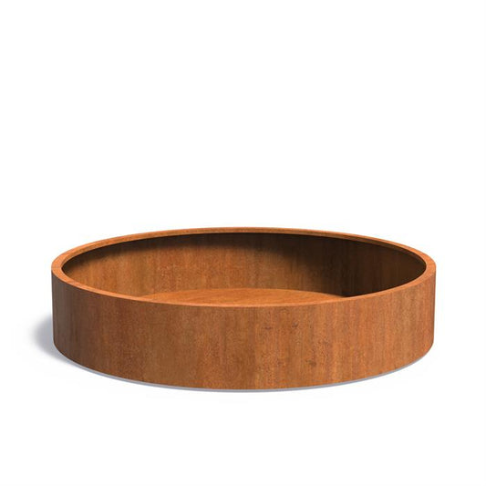 plantenbak cortenstaal rond 200 cm doorsnee en 40cm hoog.