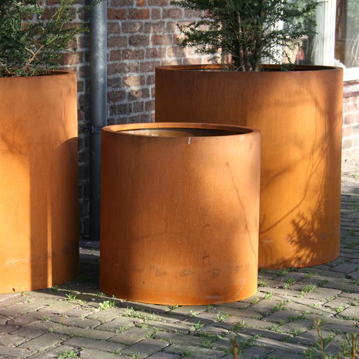 Ronde plantenbak cortenstaal 100x40cm zonder bodem