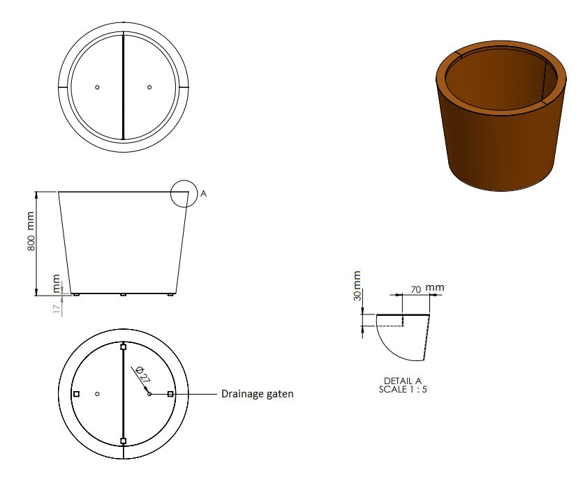 Conic ronde plantenbak cortenstaal 100x80cm-0