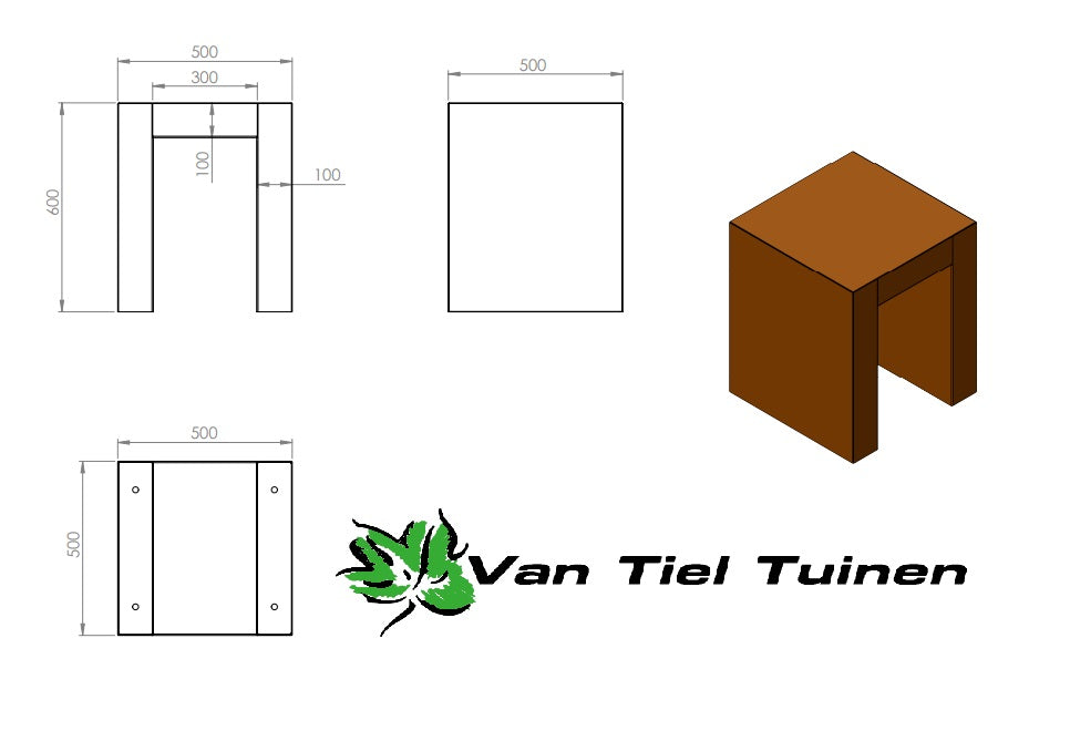 afmetingen u sokkel cku4 50x50x60cm bxlxh