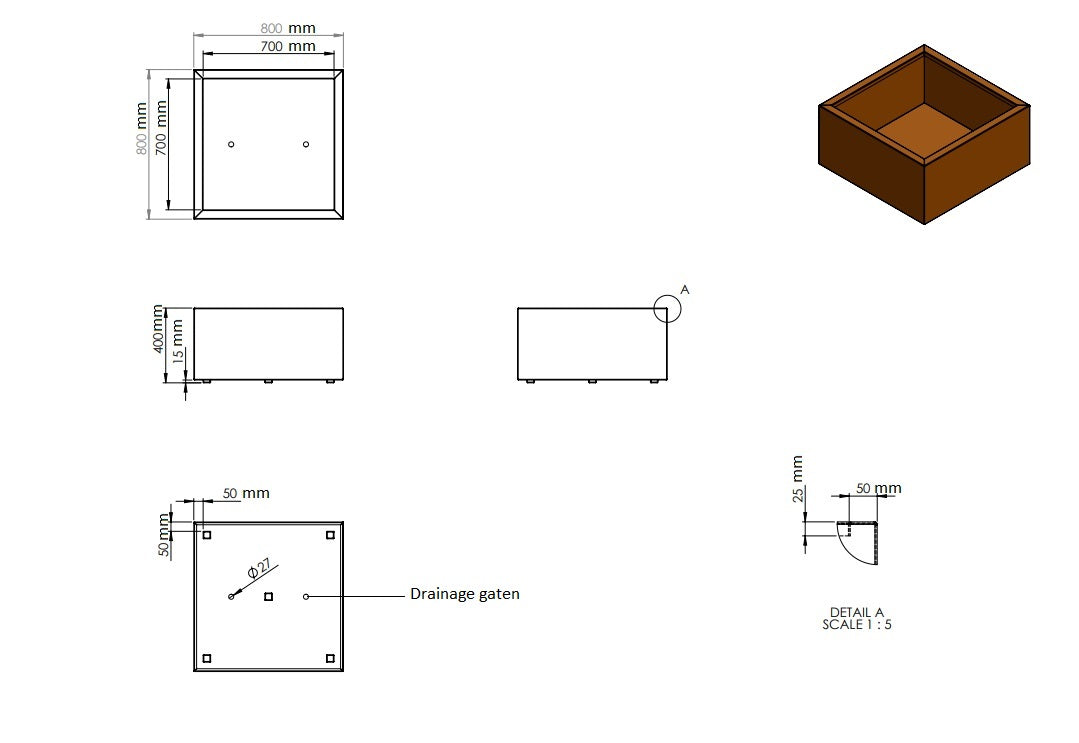 Plantenbak cortenstaal 80x80x40cm-0