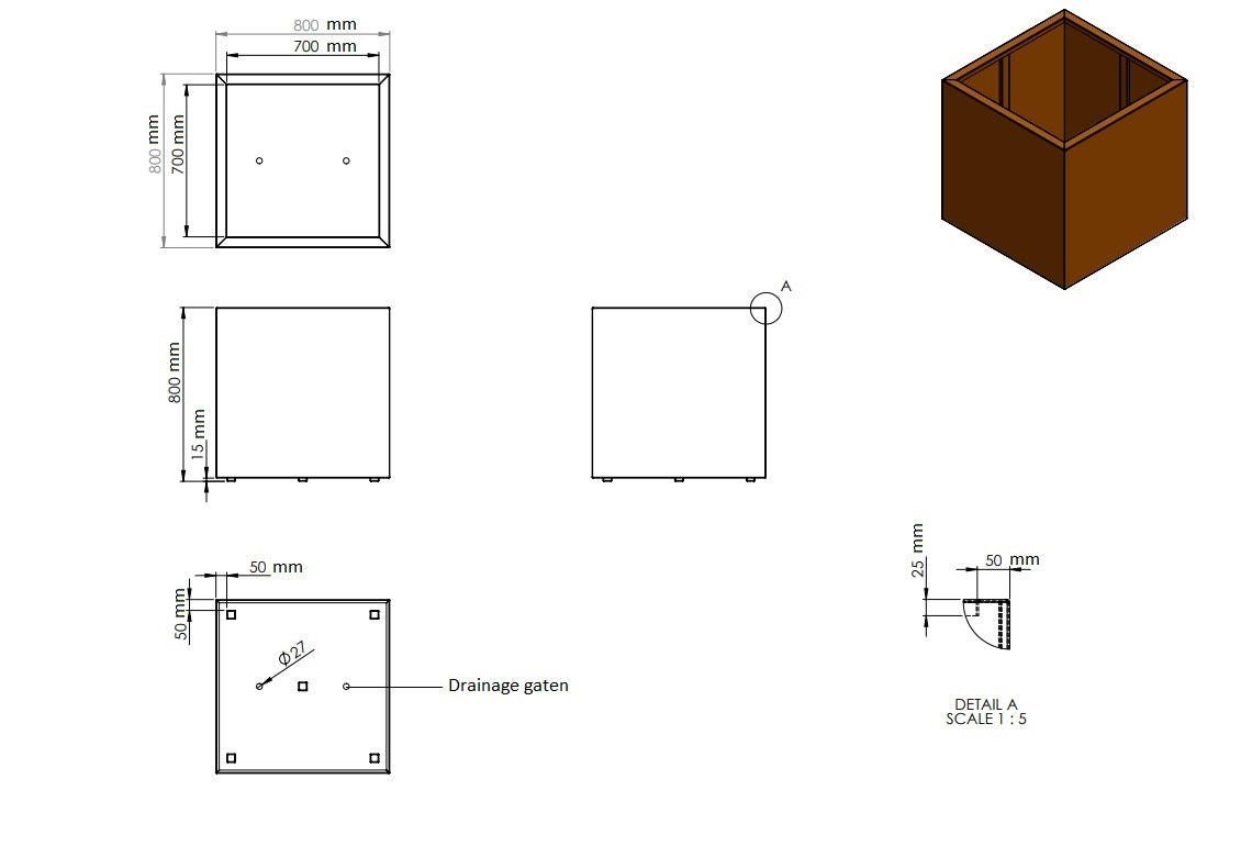 Plantenbak cortenstaal 80x80x80cm-0