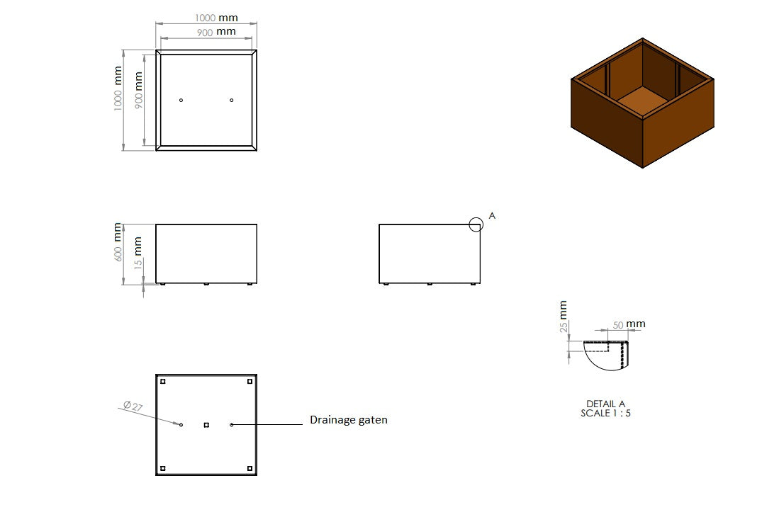 Plantenbak cortenstaal 100x100x60cm-0