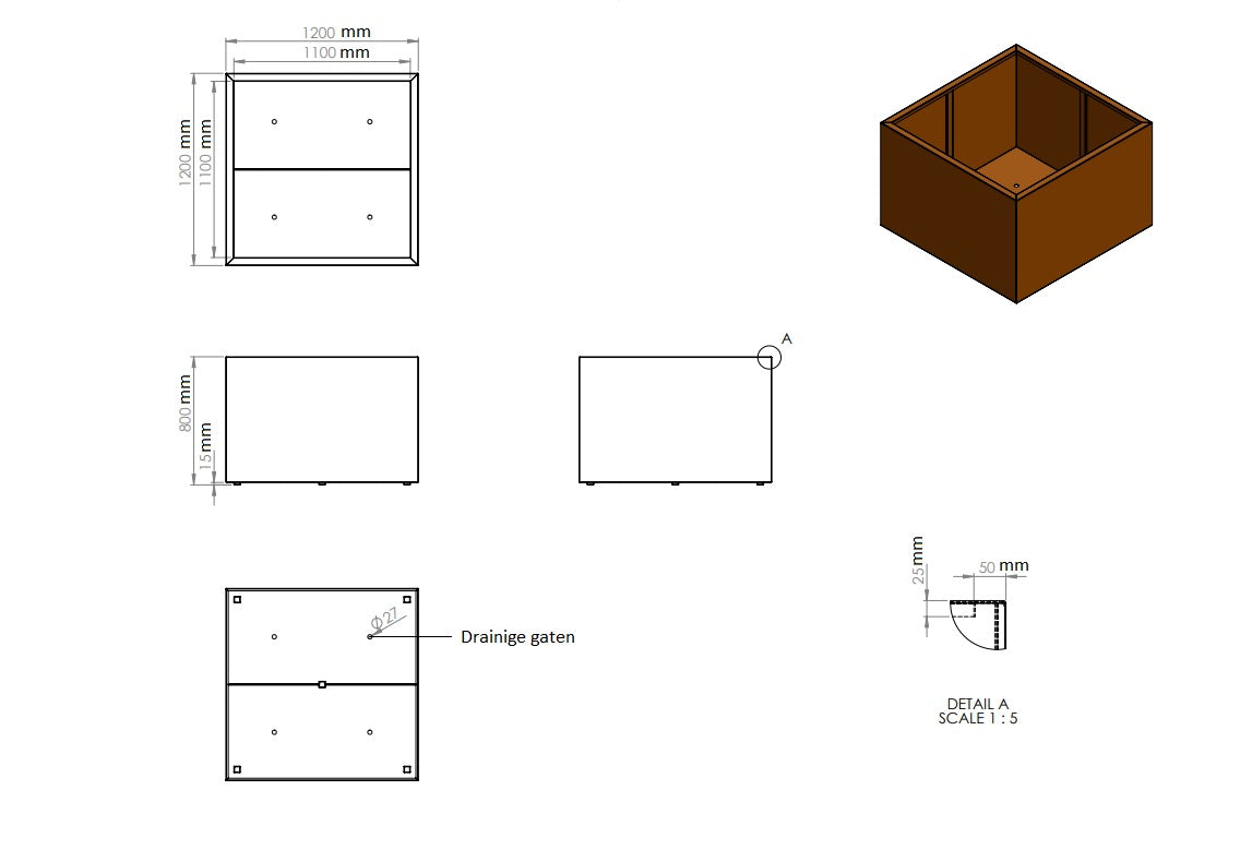 Plantenbak cortenstaal 120x120x80cm-0