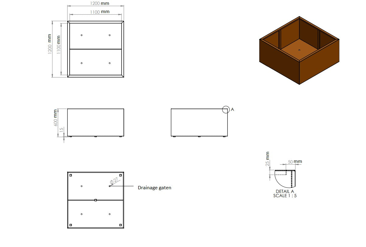 Plantenbak cortenstaal 120x120x60cm-0